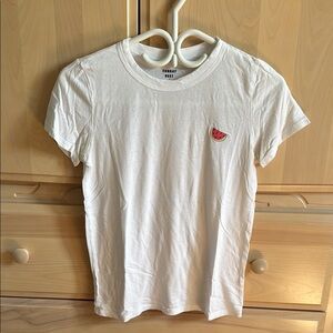 Sunday Best White Tee with Watermelon Embroidery